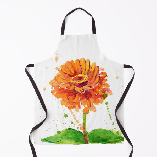 Item preview, Orange Zinnia Flower Watercolor Print designed and sold by NatalyMak.