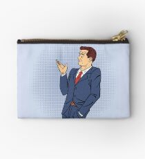 Advertising Man in Pop Art Style Pointing Hand on your Product Studio Pouch
