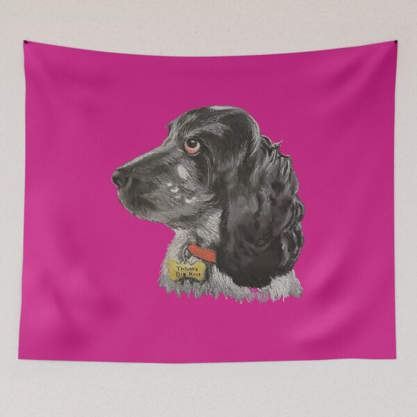 Item preview, Cocker Spaniel Portrait on Red/Pink designed and sold by Labradoodlesetc.