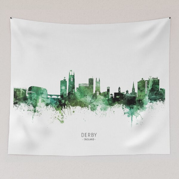 Aperçu de l'œuvre Derby England Skyline créée et vendue par ArtPrints.