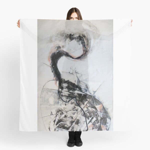 Rose Flamingo Born, Abstract Original Painting Scarf