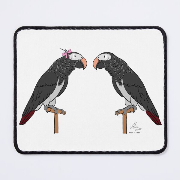 Item preview, Crazy Bird person with African Grey Timnehs designed and sold by Laughing Parrot Studio.