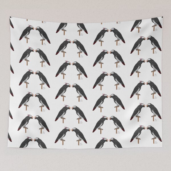 Item preview, Crazy Bird person with African Grey Timnehs designed and sold by Laughing Parrot Studio.