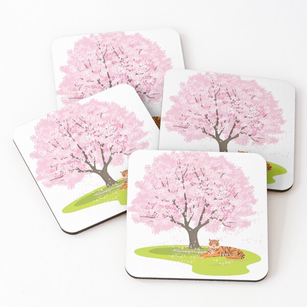 Item preview, Beautiful cherry tree with cute tiger. designed and sold by atktdesigns.