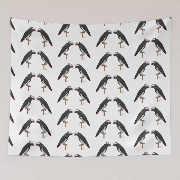 Item preview, Crazy Bird Man with African Grey Timnehs designed and sold by Laughing Parrot Studio.