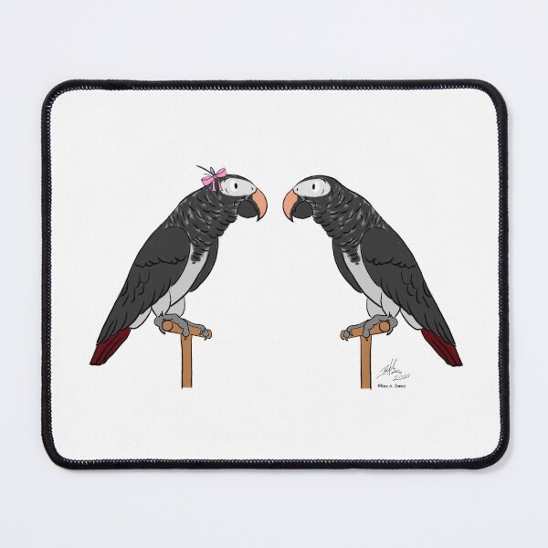 Item preview, Crazy Bird Lady with African Grey Timnehs designed and sold by Laughing Parrot Studio.