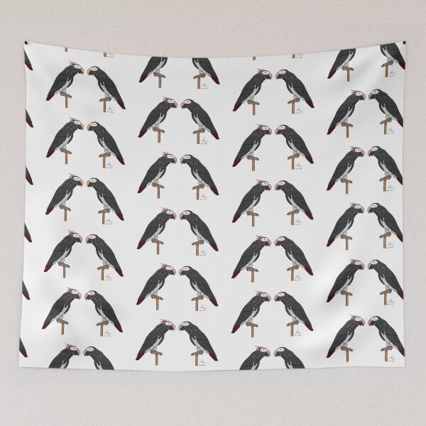 Item preview, Crazy Bird Lady with African Grey Timnehs designed and sold by Laughing Parrot Studio.