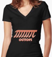 Octopi Pi Funny Nerd Geek Humor Retro Style Women's Fitted V-Neck T-Shirt