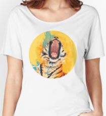 Wild Yawn - Tiger portrait, colorful tiger, animal illustration Women's Relaxed Fit T-Shirt