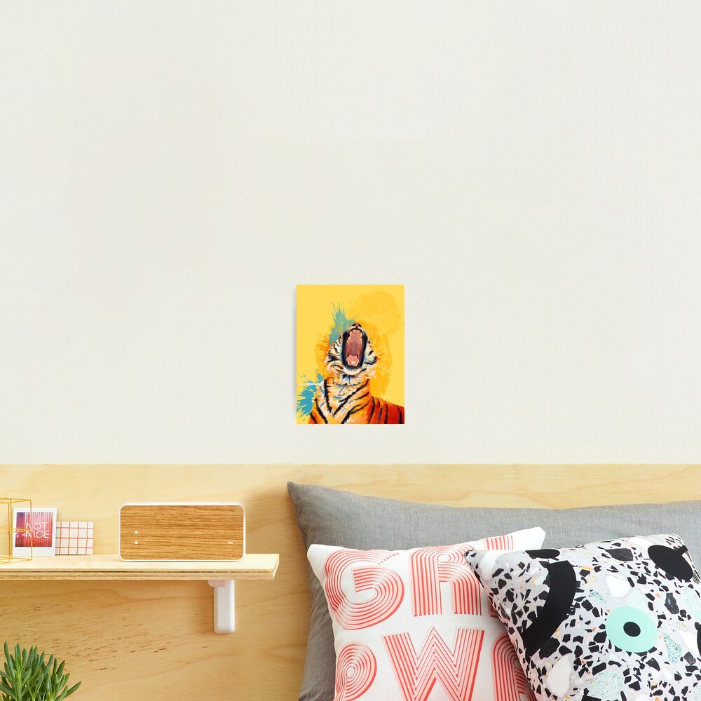 Wild Yawn - Tiger portrait, colorful tiger, animal illustration Photographic Print