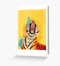 Wild Yawn - Tiger portrait, colorful tiger, animal illustration Greeting Card