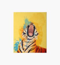 Wildes Gähn - Tigerporträt, bunter Tiger, Tierillustration Galeriedruck