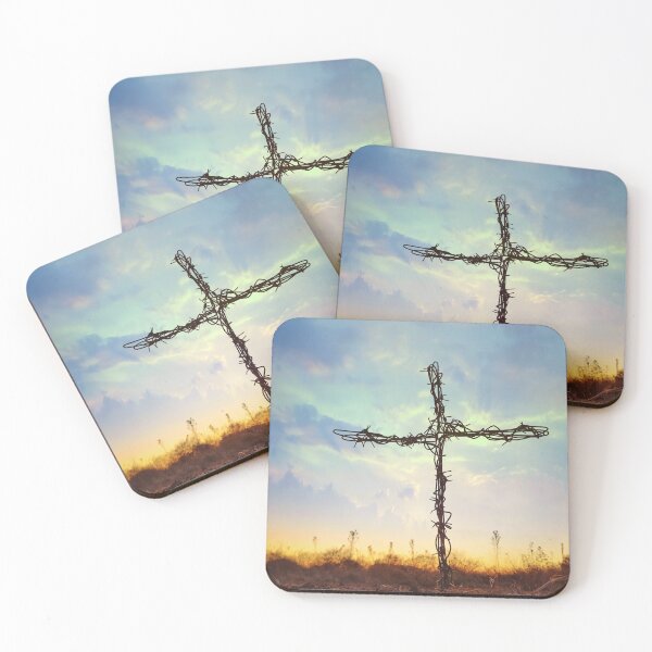 Item preview, Barbed Wire Cross with Sunset Clouds designed and sold by RonelBroderick.