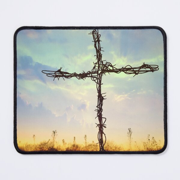 Item preview, Barbed Wire Cross with Sunset Clouds designed and sold by RonelBroderick.