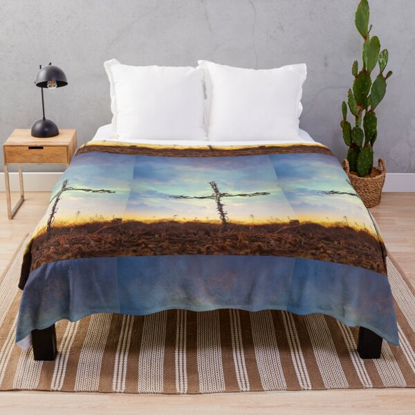 Item preview, Barbed Wire Cross with Sunset Clouds designed and sold by RonelBroderick.