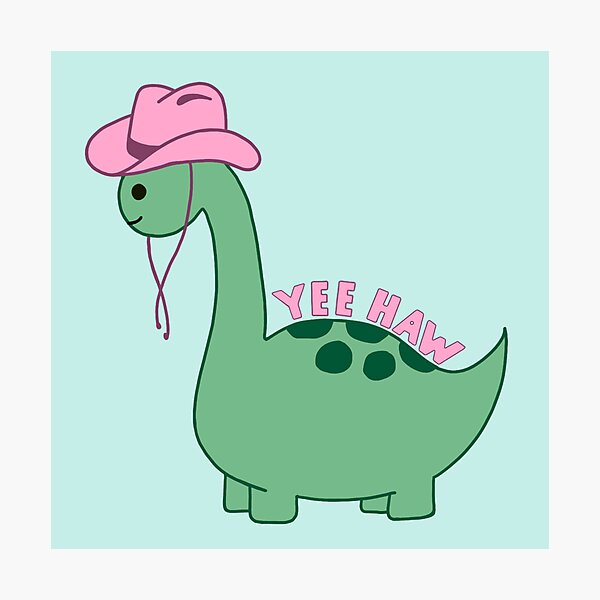 Artikel-Vorschau von Grüner Dinosaurier mit Cowboyhut - Yee Haw, designt und verkauft von sfsart.