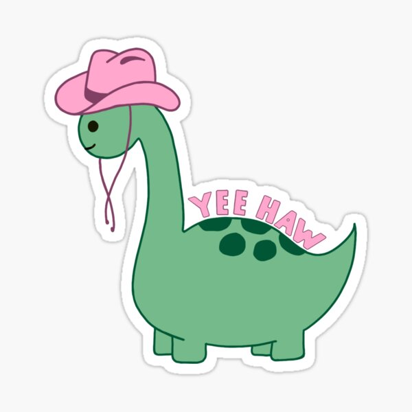 Item preview, Green Dinosaur wearing a Cowboy Hat - Yee Haw designed and sold by sfsart.