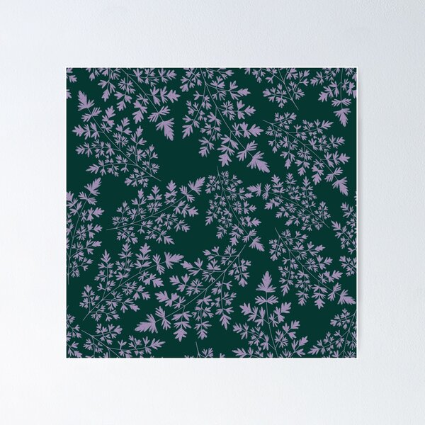 Item preview, Hedgerow ferns in lilac on dark green  designed and sold by Papergrape.