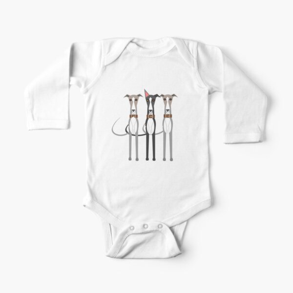 Three cartoon whippets Long Sleeve Baby One-Piece
