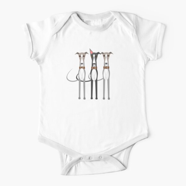 Three cartoon whippets Short Sleeve Baby One-Piece