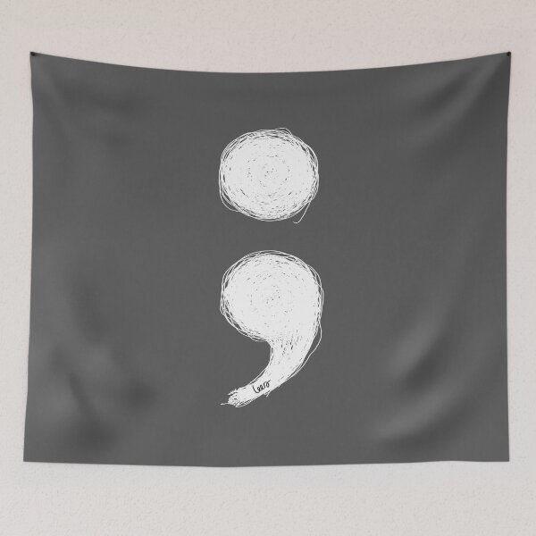 Item preview, white semicolon designed and sold by MentaLee.