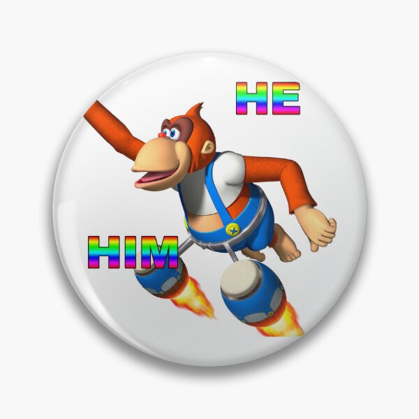 Item preview, Lanky Kong HE/HIM Pronoun Button/Sticker designed and sold by Egghatch.