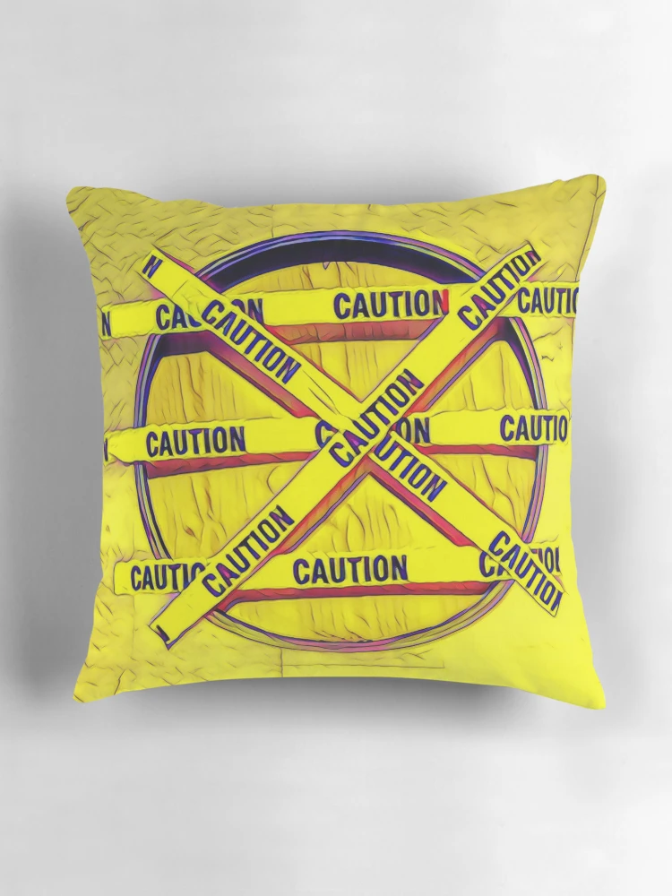 Thumbnail 3 of 4, Pillow, Caution designed and sold by RandaRubyRed.