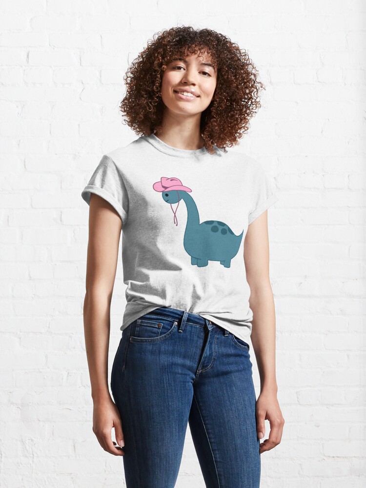 Disover Blue Dinosaur wearing a Pink Cowboy Hat Classic T-Shirt
