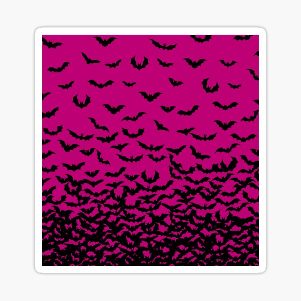 Bats on Dark Pink Print, Bat Design, Bat Print, Halloween Print, I love Bats Print Sticker
