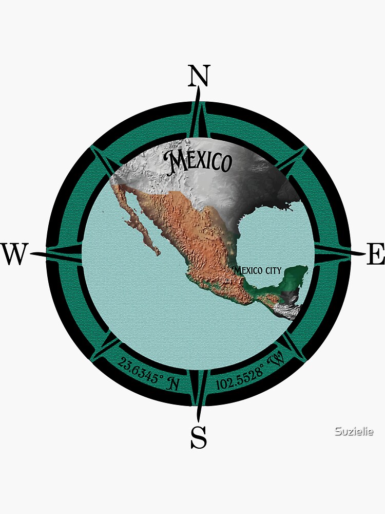 "Mexico Compass Map" Sticker for Sale by Suzielie Redbubble