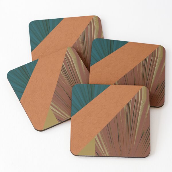 Item preview, Abstract Botanical Leaves Nature Artwork Teal and Bittersweet designed and sold by Itaya Art.