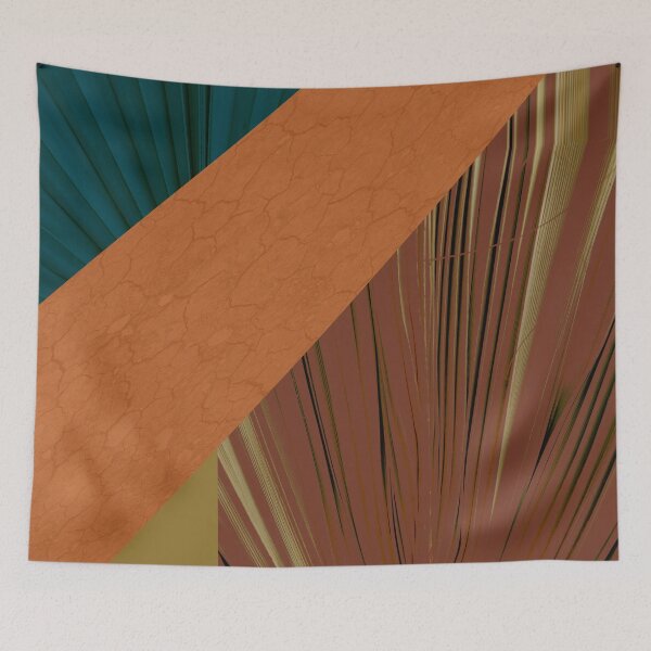 Item preview, Abstract Botanical Leaves Nature Artwork Teal and Bittersweet designed and sold by Itaya Art.