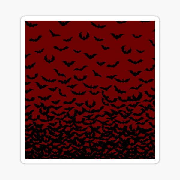 Bats on Dark Blood Red Print, Bat Design, Bat Print, Halloween Print, I love Bats Print Sticker