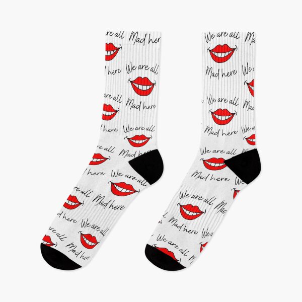 Item preview, We're All Mad Here - Red Lips Smile Illustration designed and sold by heyluckyseven.