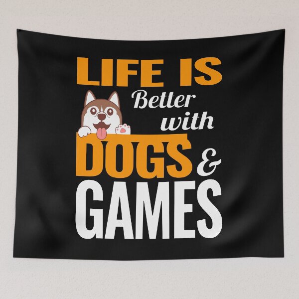 Item preview, Life is better with dogs and video games designed and sold by VictorL Designs.