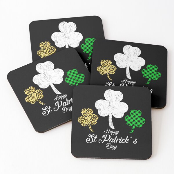 Item preview, green buffalo plaid Leopard Shamrock St Patrick Day-Distressed Shamrock Retro Irish- designed and sold by Havic  Tees.