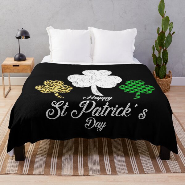 Item preview, green buffalo plaid Leopard Shamrock St Patrick Day-Distressed Shamrock Retro Irish- designed and sold by Havic  Tees.