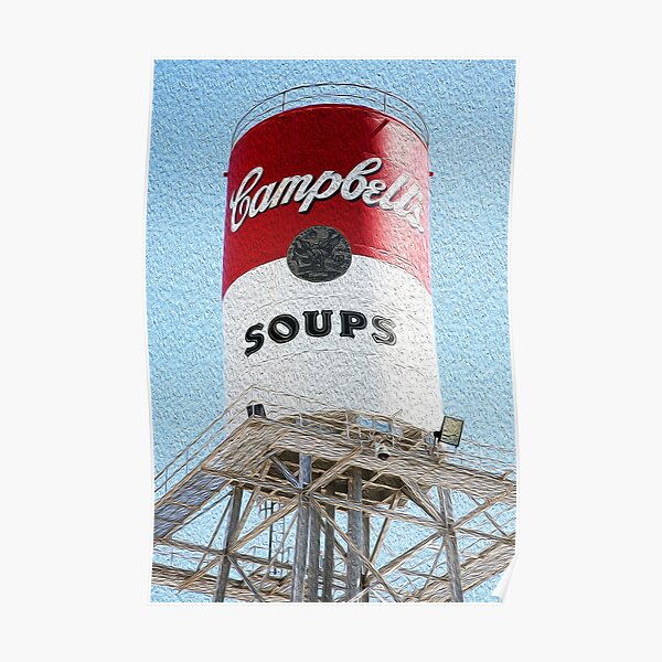 Campbell's Soup Water Tower in Faux Oil Poster