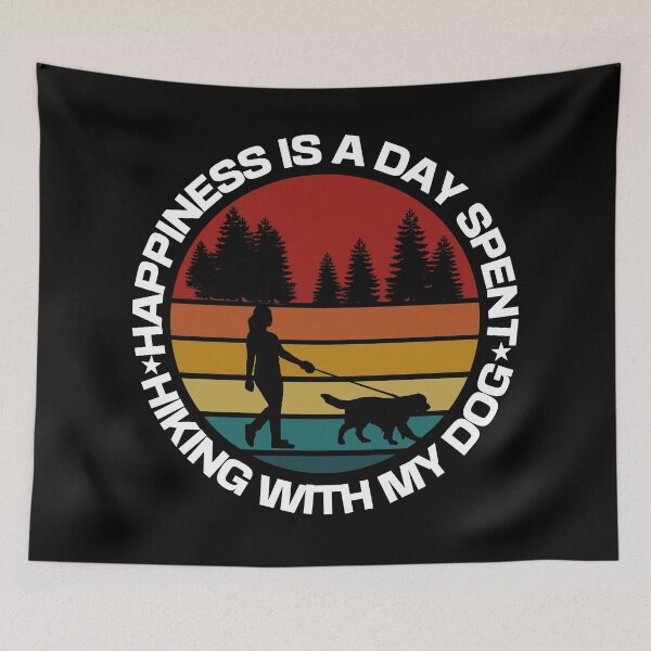 Item preview, Happiness is a day spent hiking with my dog designed and sold by TeyMank.
