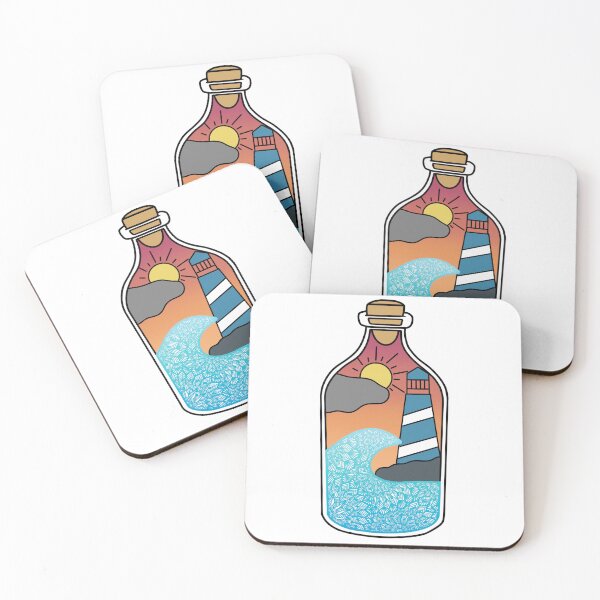 Aperçu de l'œuvre Phare dans un bocal autocollant plage art Zentangle art océan art créée et vendue par lucysbohodesign.