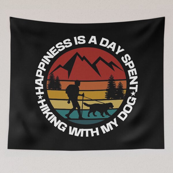 Item preview, Happiness is a day spent hiking with my dog designed and sold by TeyMank.