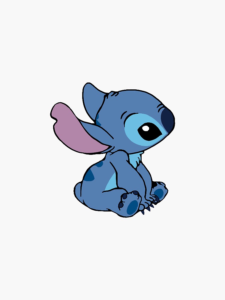 Premium Vector  Sticker of a stitch sitting on a grass and gray
