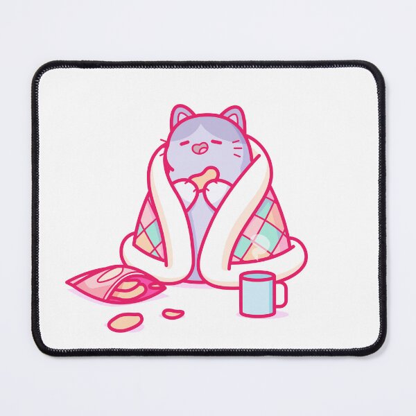 Artikelvorschau, Süße Kawaii Snack Time Katze mit Chips und Decke entworfen und verkauft von EverythingACat.