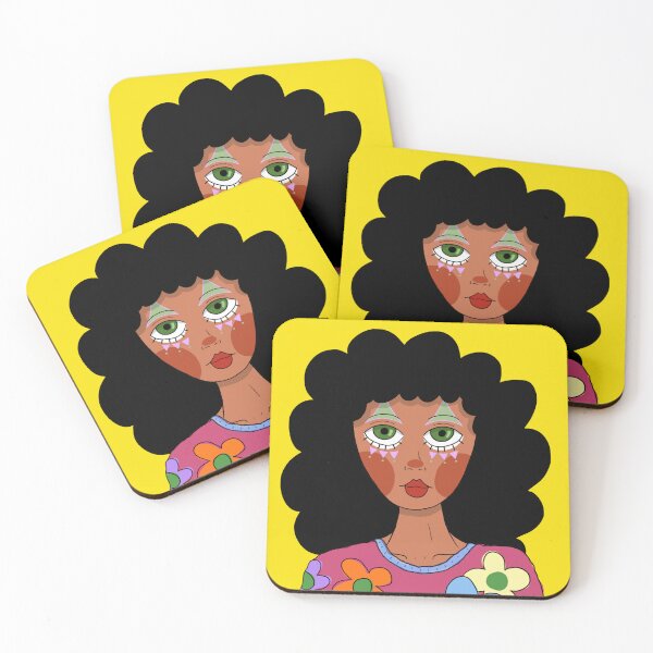 Item preview, Curly Hair Clown Girl with Flower Sweater designed and sold by DoodleSanctuary.