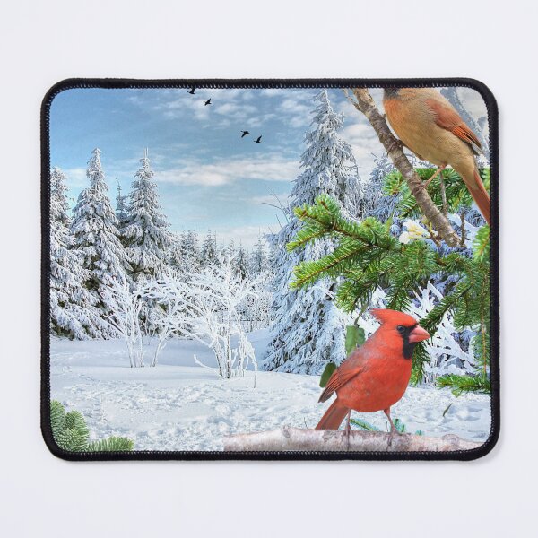 Item preview, Scenic Winter Wonderland with Red Cardinal birds designed and sold by tomorrowsart.