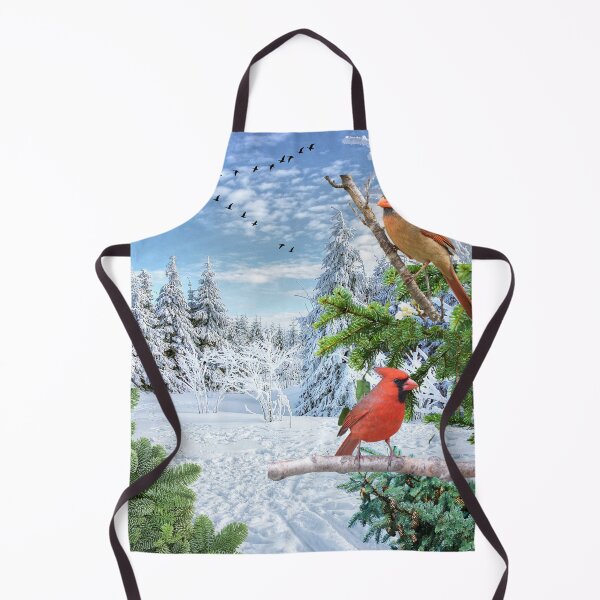 Item preview, Scenic Winter Wonderland with Red Cardinal birds designed and sold by tomorrowsart.