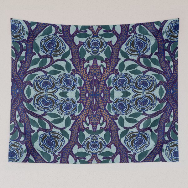 Item preview, Flower Pattern Art Deco Print Oriental Style designed and sold by Momona-design.