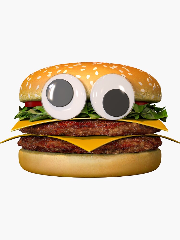 Googly Eyed Hamburger Sticker For Sale By Browntimmy Redbubble