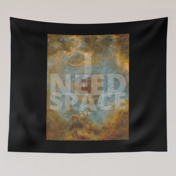 Item preview, I Need Space - Yellow, Blue Galaxy  designed and sold by Quirkdom.