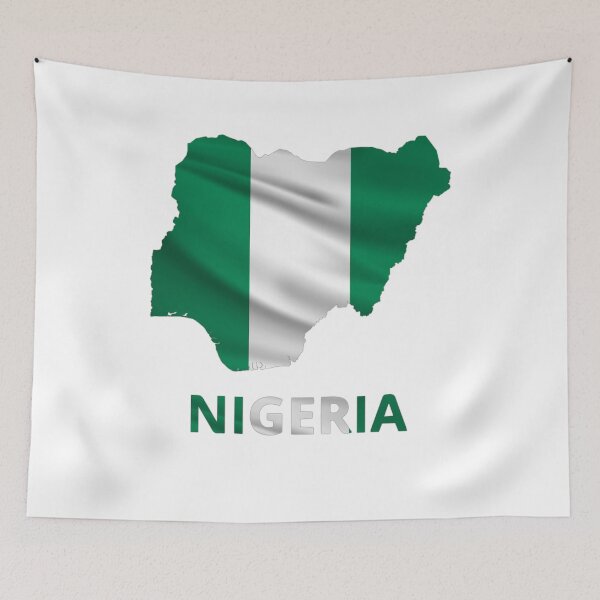 Item preview, Wavy Nigerian Flag inside Map of Nigeria  designed and sold by mashmosh.